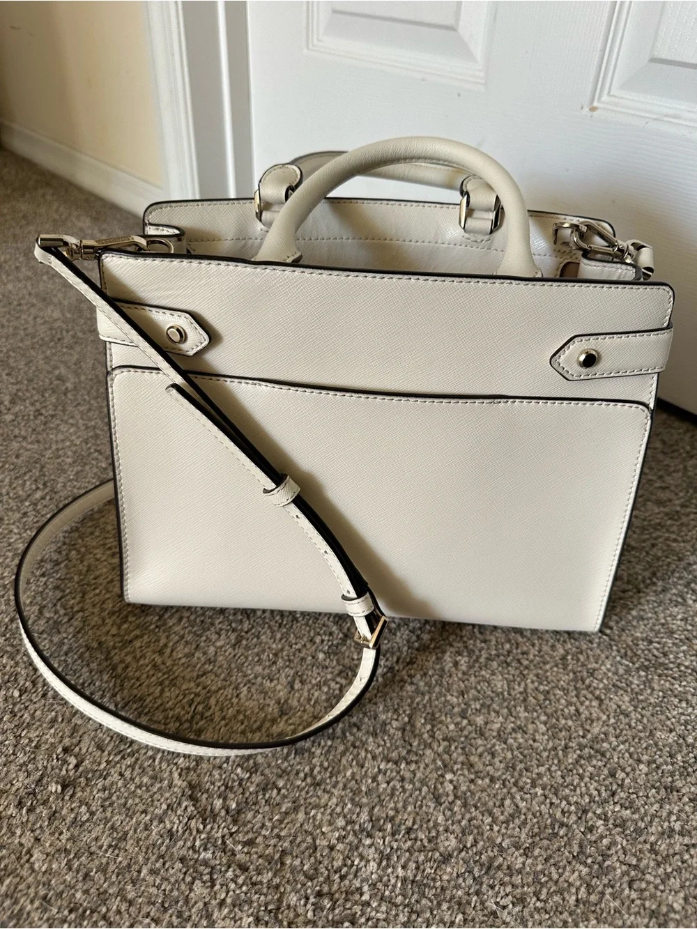 kate spade Cream Crossbody Tote with Gold Logo